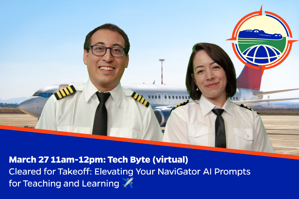 image of Chris Sharp and Leslie Mojeiko wearing pilot costumes, and the text on the image says 